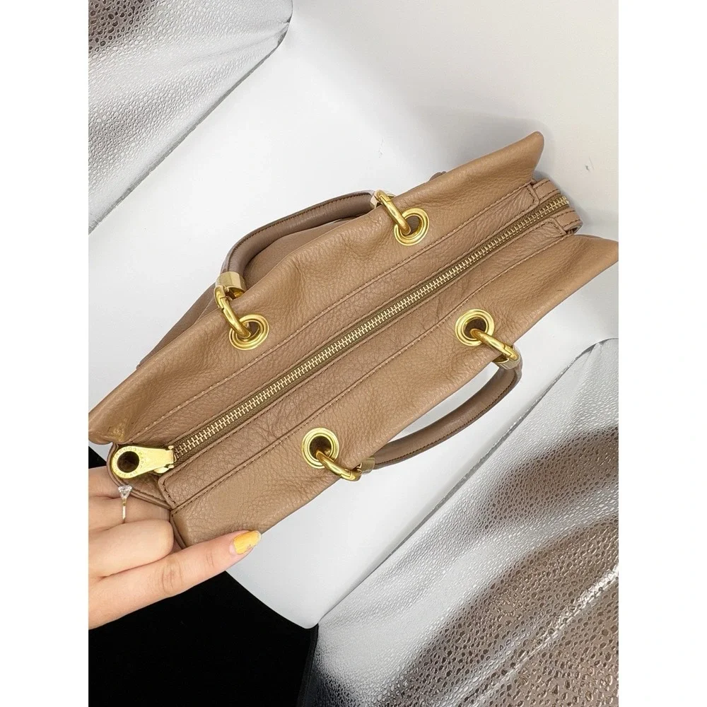 Marc Jacobs Authentic Brown Pebbled Leather Top Handle Satchel Small